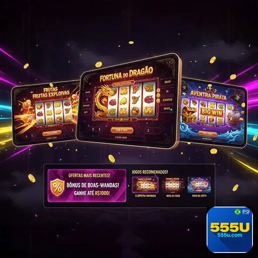 Imagem do site 555u mostrando a página inicial com destaque para o nome 555u e elementos de design modernos.